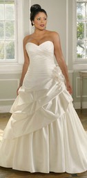 A Line Pleated Ruching Satin Flower Sweetheart Pick Ups Plus Size Wedding Gowns